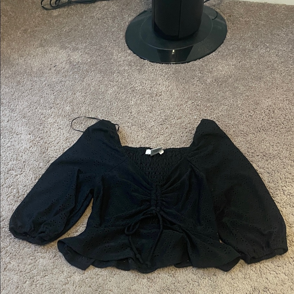 URBAN Romantics Black Ruched Blouse